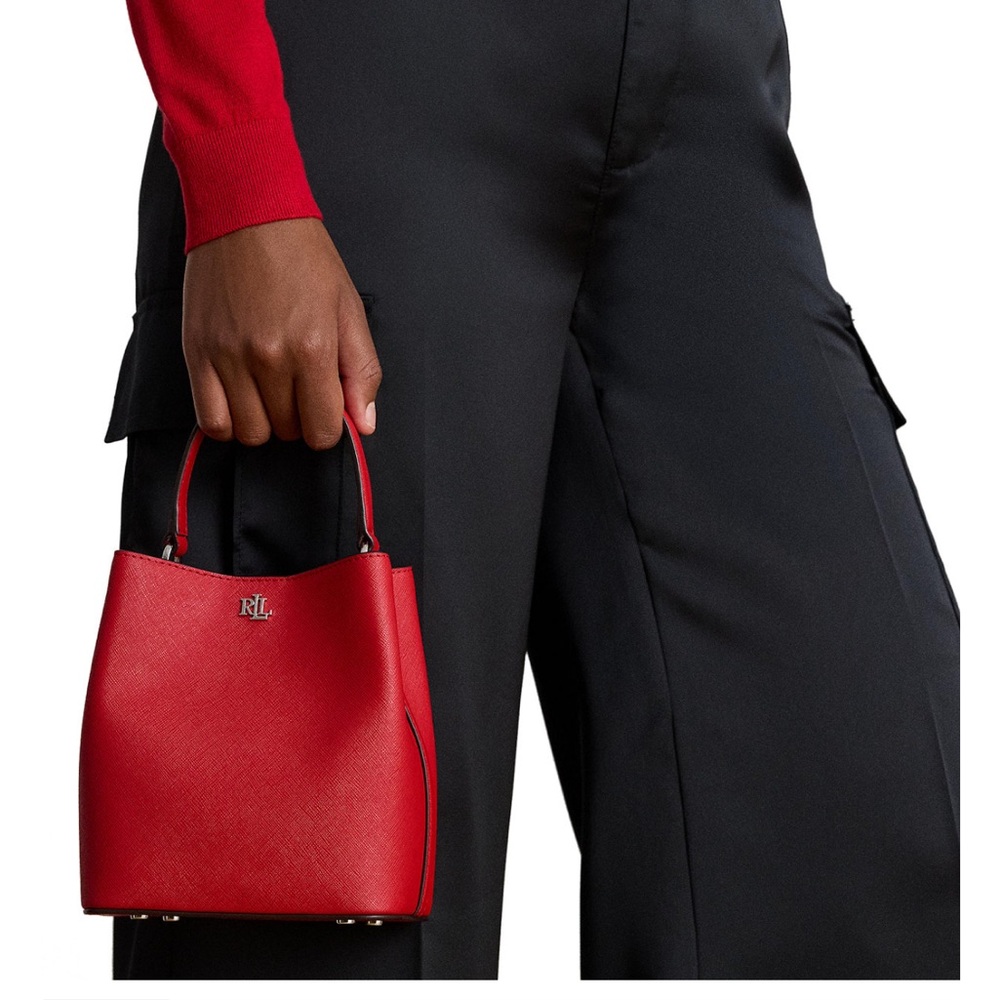 Crosshatch Leather Small Reese Bucket Bag